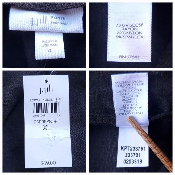 NWT J Jill Ponte Leggings XL Espresso Heather Pull on Pants Knit Stretch 233791 - Picture 5 of 11
